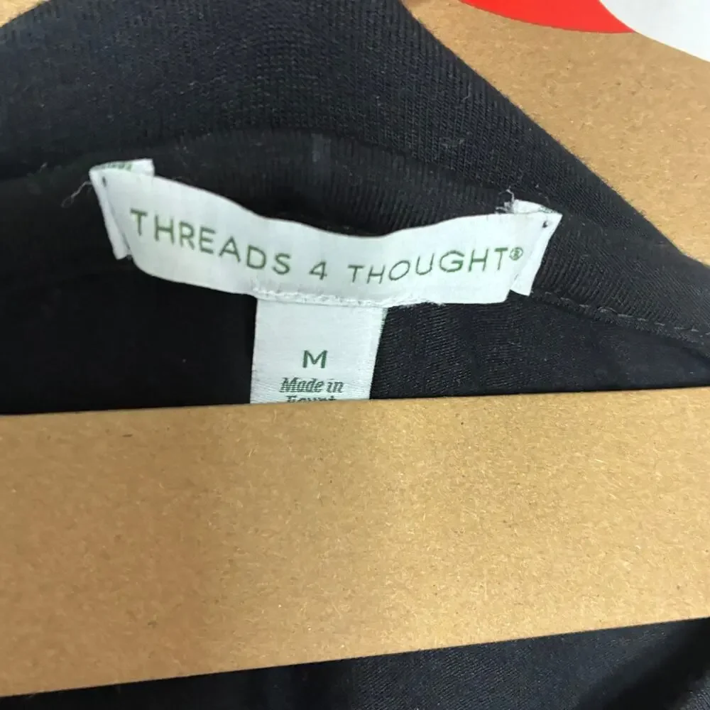 Threads 4 Thought Black Wrap Front Mini Dress Short Sleeve Casual Womens Medium